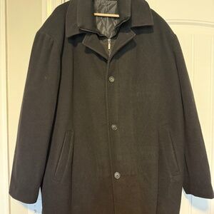 Ralph Lauren Men’s Black Wool Peacoat – Size 52R – Quilted Lining, Zip Front